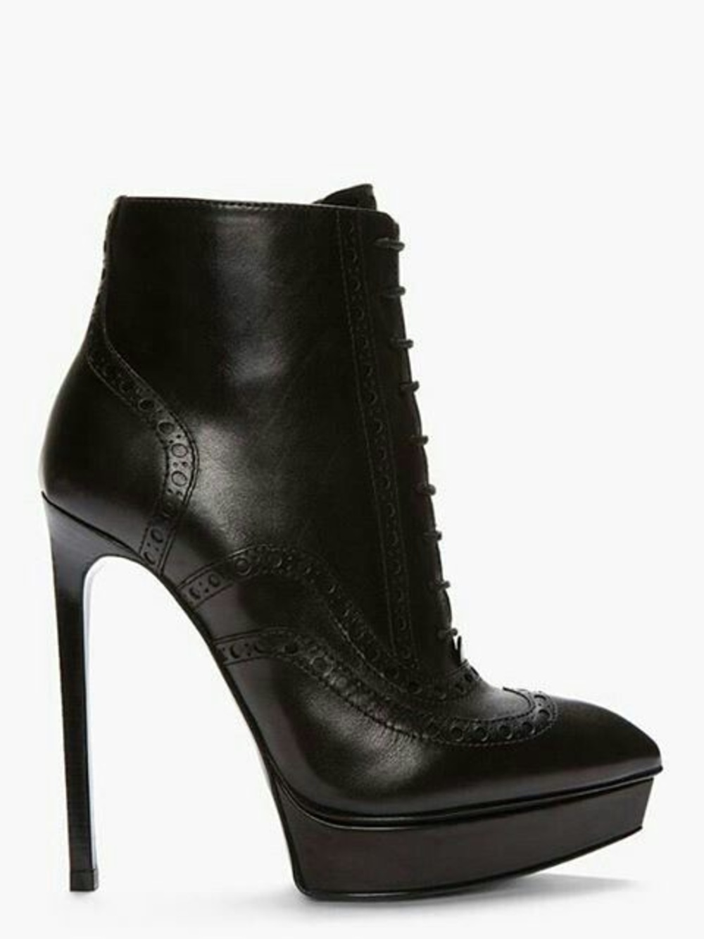 YSL Classic Black Leather Lace-Up Platform Ankle Boots - Picture 2 of 7
